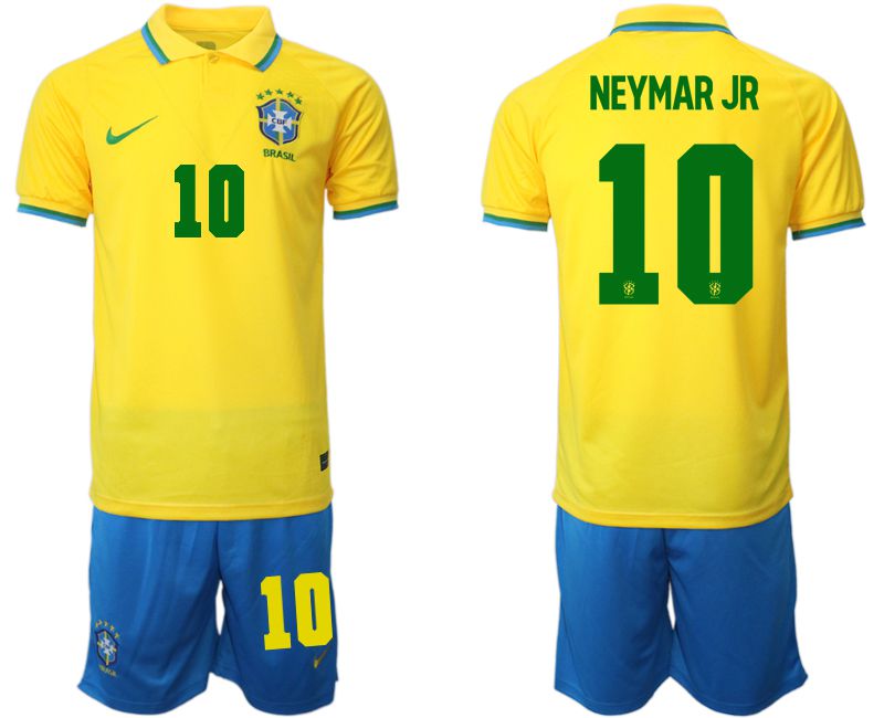 Men 2022 World Cup National Team Brazil home yellow 10 Soccer Jersey